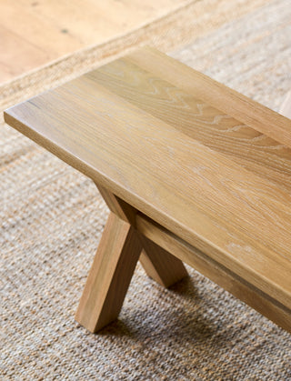 Didbrook solid oak dining bench in a white-wash finish, view 3