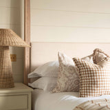 Charles Ted Esmae Frayed Edge Gingham Cushion | Linen Brown