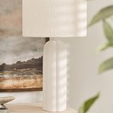 White Table Lamp with Boucle Shade