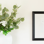 Indulge in the luxurious faux Eucalyptus Spray Bundle in a sophisticated color combination of grey and green.
