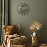 Charles Ted Arabic Lichen Green Wall Clock