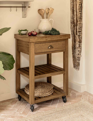 Aldsworth Bayur wood butcher's block on castors
