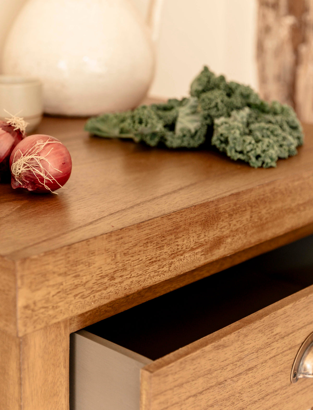 Aldsworth Bayur wood butcher's block on castors, view 2