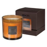 Sences candle with packaging on a white background