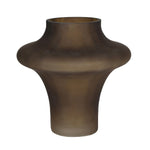 Amber Drift smokey brown sculptural glass vase with curved design – modern decorative home accent, 190mm tall with 80mm opening.