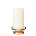 Amber glass candleholder with pillar candle