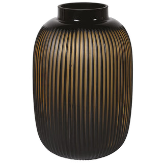Ambrose ribbed glass vase in dark amber and black modern decorative vase