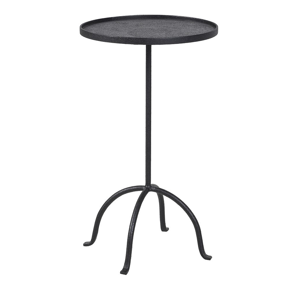Amesa Metal Side Table with round black top and tripod base