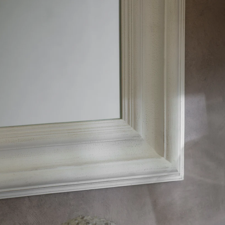 Anderson Classic White Framed Wall Mirror close-up of frame detail