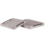 Anderson Faux Shagreen Decorative Tray Set of Two with Black Handles