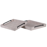 Anderson Faux Shagreen Decorative Tray Set of Two with Black Handles