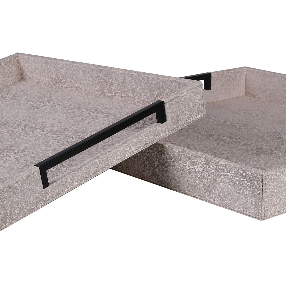Close-up of Anderson Faux Shagreen Decorative Tray showing textured surface and black handles