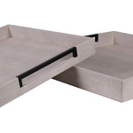 Close-up of Anderson Faux Shagreen Decorative Tray showing textured surface and black handles