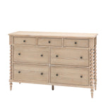 Antoine 7-drawer dresser in limewashed oak with turned legs – spacious rustic and elegant storage solution"