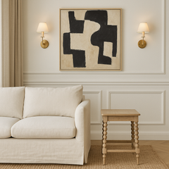 Front view of Antoine Side Table with bobbin legs and square oak top