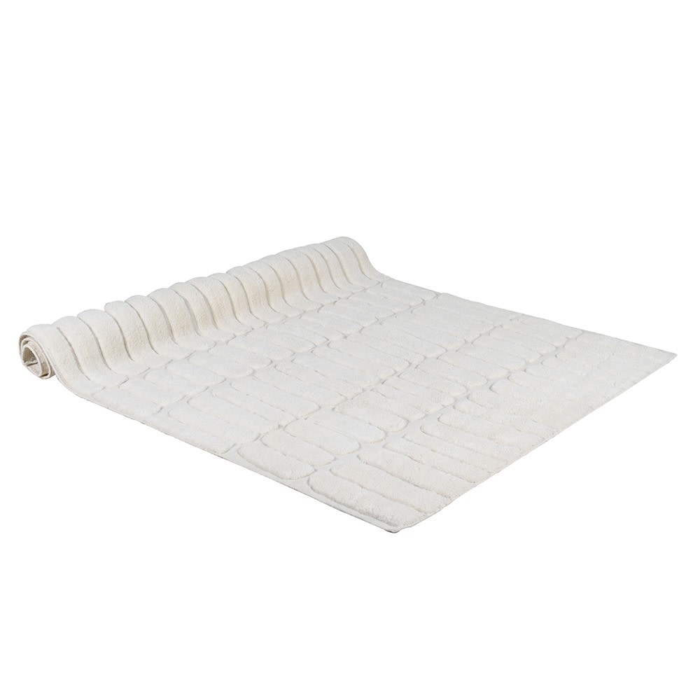 Arctic Ivory Handwoven Wool Rug rolled corner view