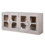 Ardsley Recycled Pine Sideboard with four glass doors and circular wood accents