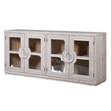 Ardsley Recycled Pine Sideboard with four glass doors and circular wood accents