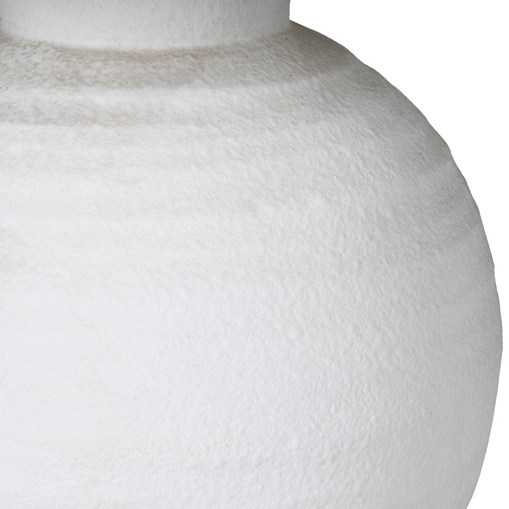 Close-up of Aria White Ceramic Table Lamp textured ceramic base