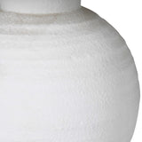 Close-up of Aria White Ceramic Table Lamp textured ceramic base