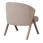 Rear view showing the curved backrest of the Arlo taupe dining chair