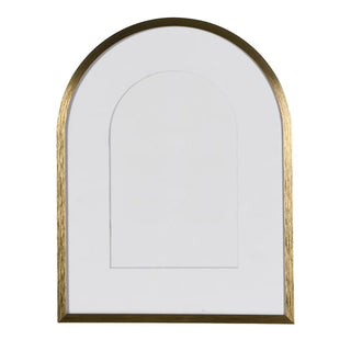 Arncliffe arched photo frame in brushed gold metal with soft-arch mount, freestanding