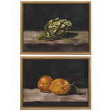 Still Life Vegetable and Fruit Pictures in Gold Frame Set of Two