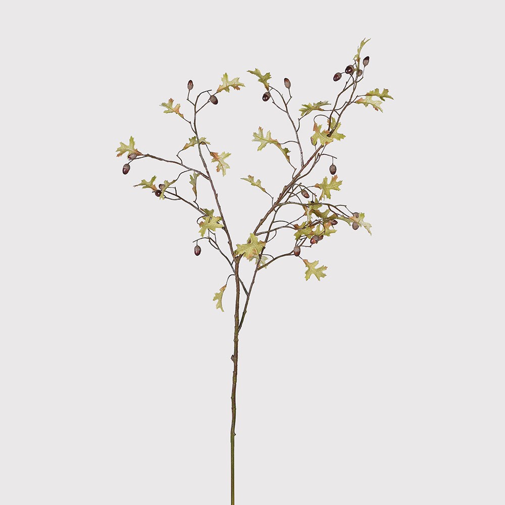 Artificial Oak Leaves and Acorn Spray with Realistic Acorns and Autumn Foliage