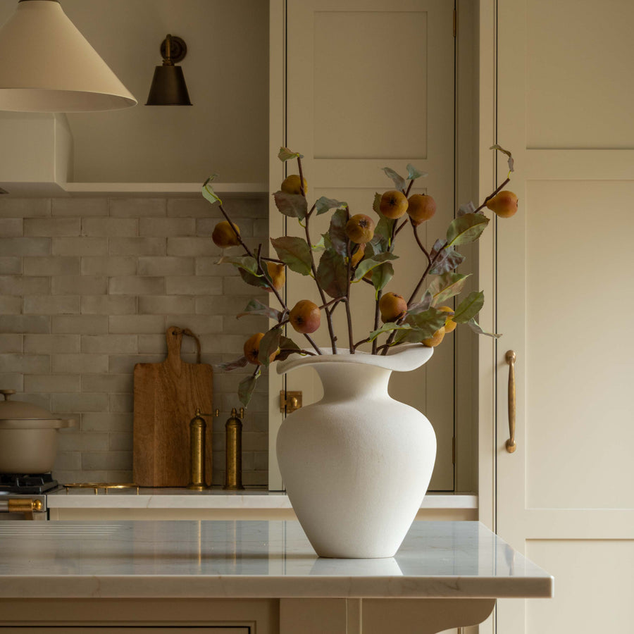 Faux Quince Stem | Golden Fruit with Green Leaves
