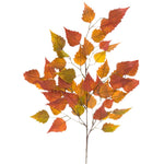 Artificial autumn birch leaf stem with orange, yellow, and red faux foliage – 60cm tall