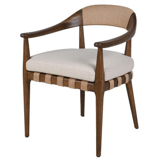Ashcombe linen and ash dining chair with woven rope back;