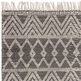 Asra Boho Flat Weave Rug with Tassels | Black