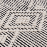 Asra Boho Flat Weave Rug with Tassels | Black