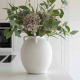 White terracotta vase with handles