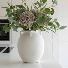 White terracotta vase with handles