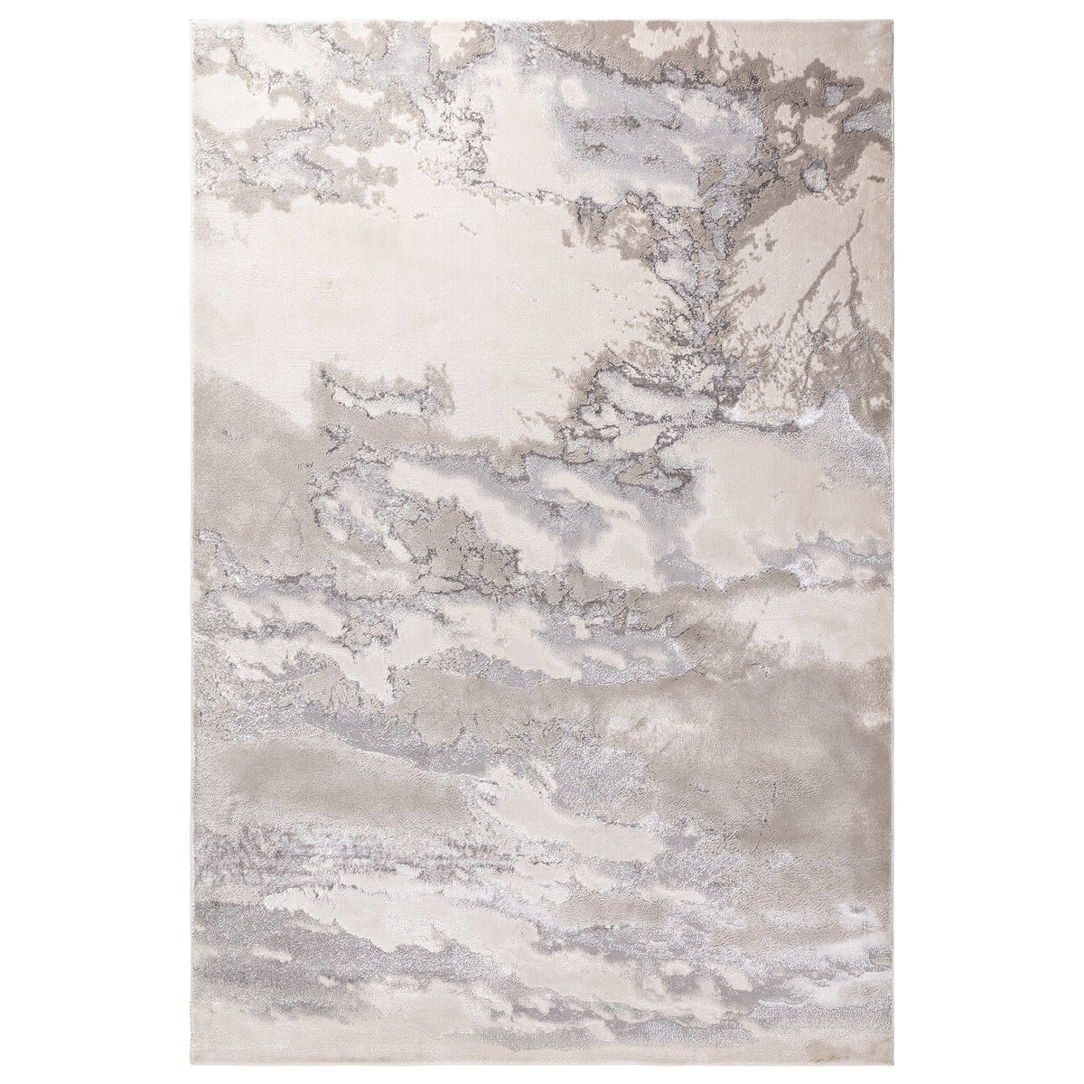 Aurora metallic rug in cloud, full flat view