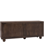 Wooden sideboard with two doors on a white background