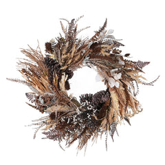 Autumn Harvest 80cm dried foliage wreath with pinecones and natural grasses in earthy fall tones