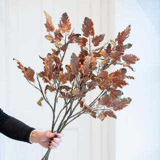 Autumn oak spray in rust and bronze faux foliage