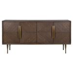 Front view of The Aveline Oak Sideboard showing four chevron-patterned doors