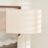 White Table Lamp with Boucle Shade