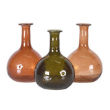 Vintage Coloured Glass Bud Vase Trio | Amber, Green & Peach