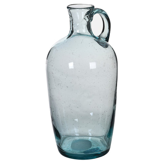 Slim Blue Glass Vase with Handle