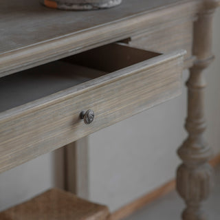 Grassington console table front view in pale washed pine finish