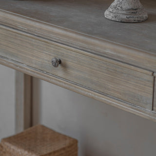 Close up of the turned leg and washed finish on the Grassington console