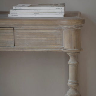 Grassington console table drawer detail in washed pine