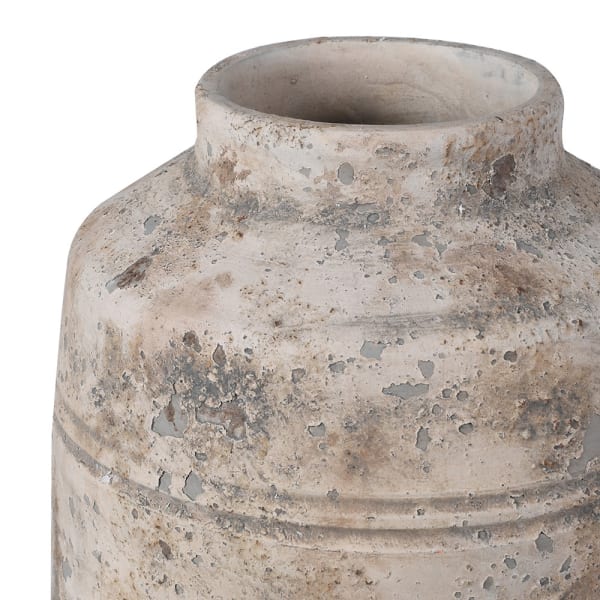 Baxter terracotta vase with rustic weathered ceramic finish in neutral tones