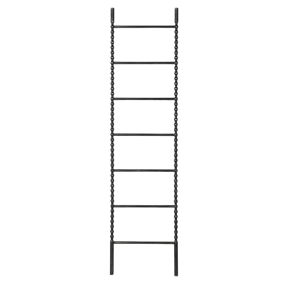 Beaumont Black Iron Display Ladder with sculpted spindle design and matte black finish for towels or blankets