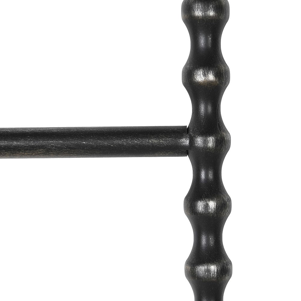 Beaumont Black Iron Display Ladder with sculpted spindle design and matte black finish for towels or blankets