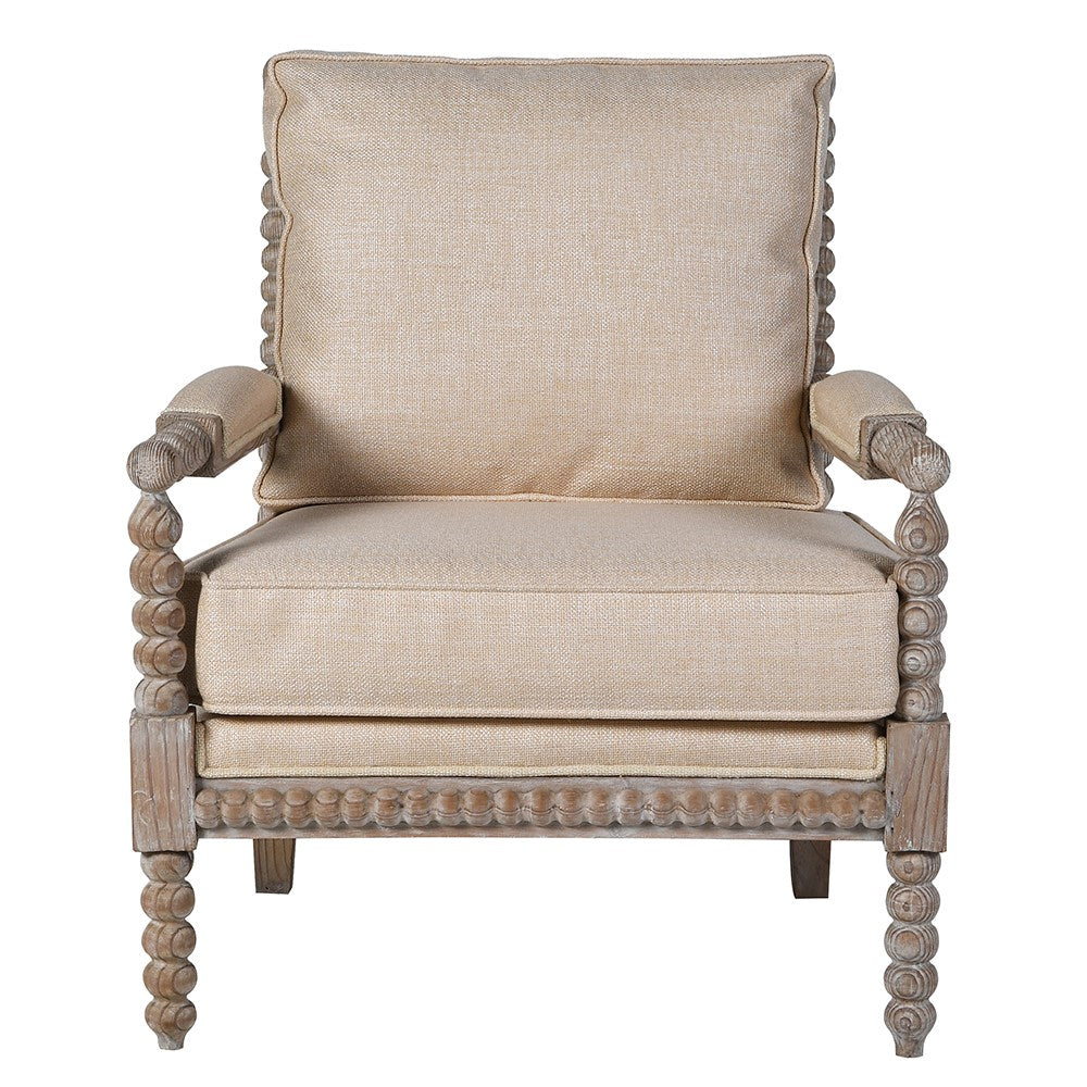 Beaumont Bobbin Armchair in Boucle Linen - Front View